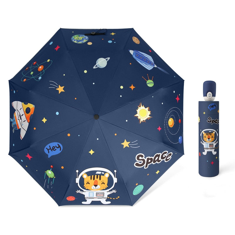 Navy Tiger In Space Umbrella