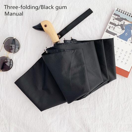 Black Wooden Duck Handle Umbrella